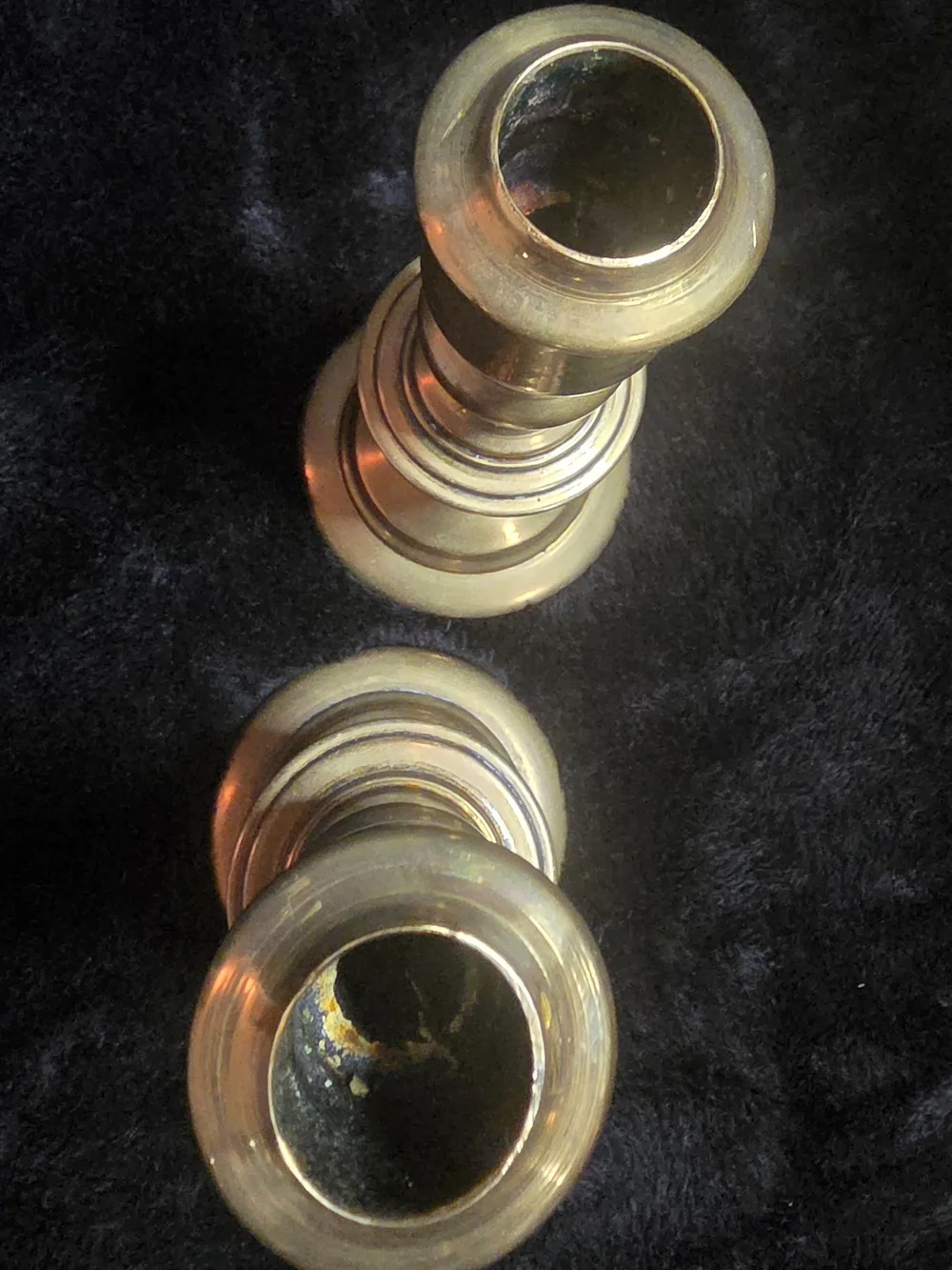 Vintage Solid Brass Candle Holders W Made In USA Glass Votives